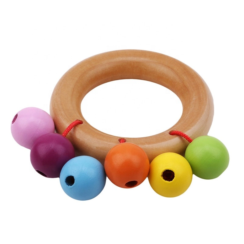 Wood Baby Toys Rattles Baby Bed Hand Bell Rattle Toy Handbell Musical Educational Instrument Toddlers Rattles Teether