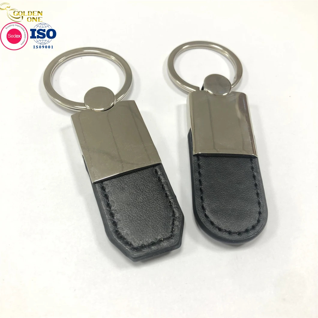 Wholesale Custom Logo Car Key Shell Blank PU Leather Keychain Aluminum Zinc Alloy Key Fob for Car Logo