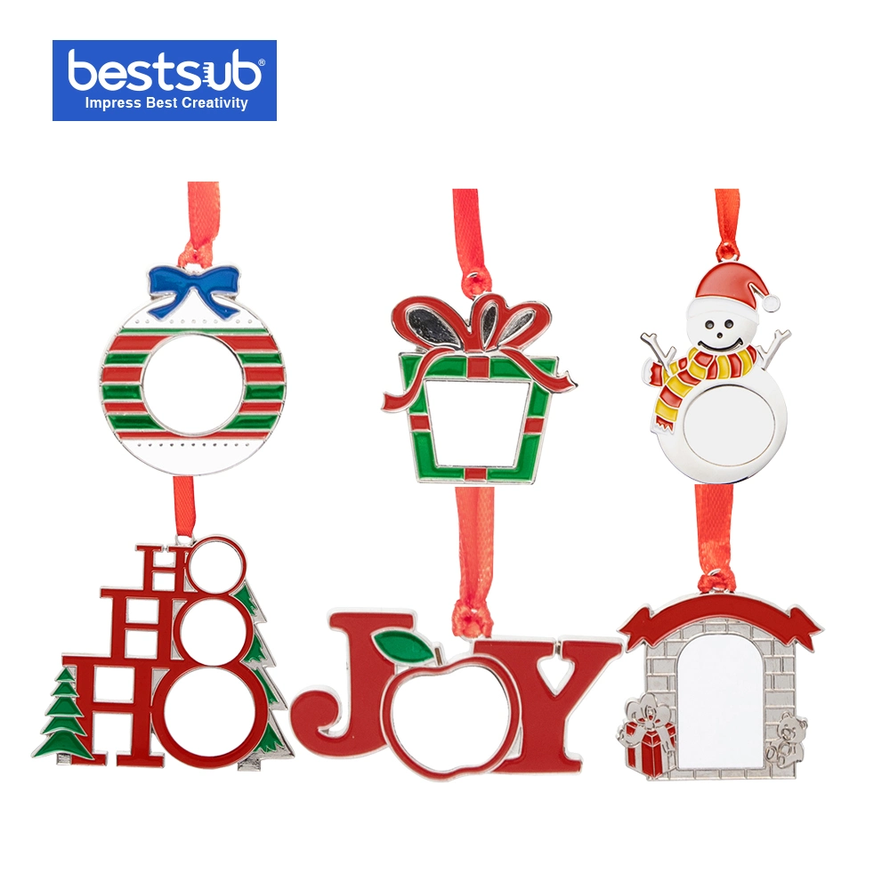 Bestsub Fashion Promotional Decoration Gift Sublimation 3" Metal Christmas Tree Snowman Orname