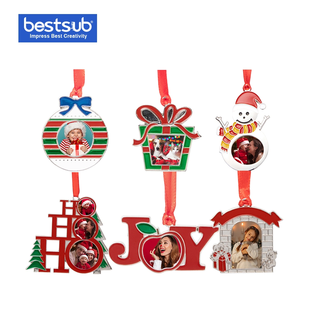 Bestsub Fashion Promotional Decoration Gift Sublimation 3" Metal Christmas Tree Snowman Orname