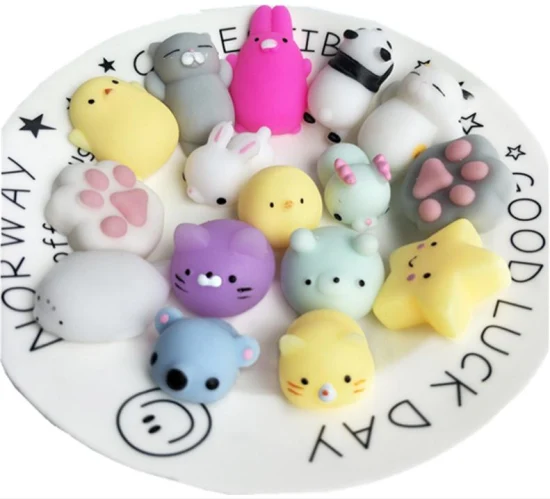 Cadeaux de Noël Squeeze Stress Relief Mini Mignon Kawaii TPR Doux Mochi Squishy Animaux Squishy Fidget Jouets pour Enfants