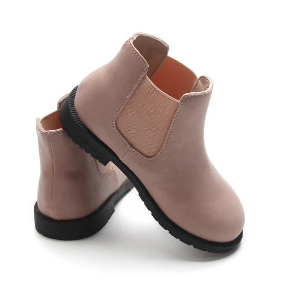 Vente en gros de bottes souples en cuir véritable marron pour tout-petits chaussures de bébé pour enfants garçons filles