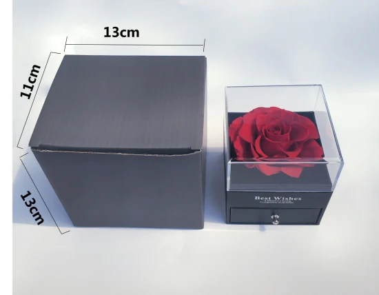 Décoration de Noël Fleurs de roses préservées dans une boîte en acrylique Cadeaux créatifs pour la Saint-Valentin