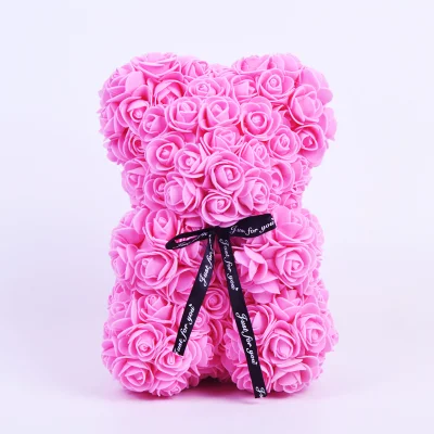 Cadeau du festival de la Saint-Valentin Ours en peluche rose fait à la main en mousse rose