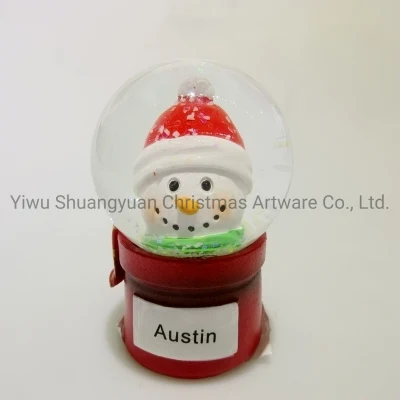 Boule de neige de noël bonhomme de neige avec décor de LED pour les fournitures de décoration de fête de mariage de vacances crochet ornement artisanat cadeaux