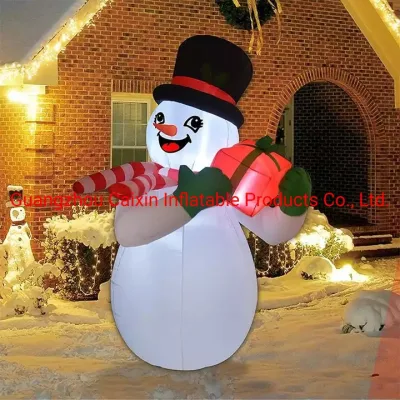 prix d'usine 5 pieds de haut bonhomme de neige Noël gonflable avec décoration gonflable de boîte-cadeau